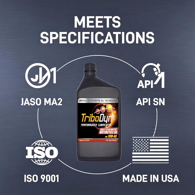 10W40 Motorcycle Oil JASO MA2 Full Synthetic – Patented Ceramic Coating Technology – For Motorcycles, ATVs, UTVs & Watercraft (2 Gallon Box)
