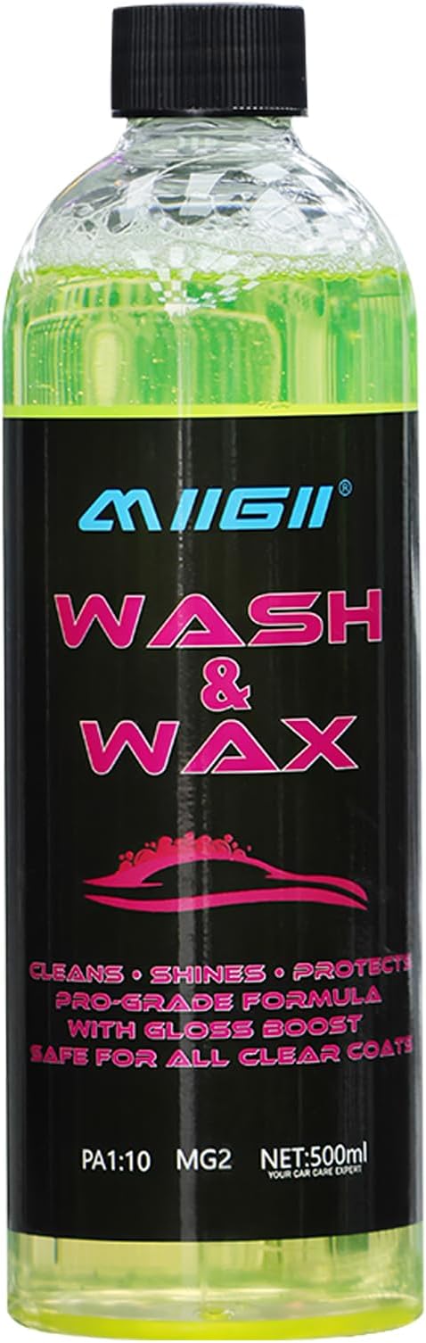 MIIGII Car Wash Soap with Paint Protection Coating - pH Balanced Car Shampoo - Rich Suds & Deep Cleaning - All Vehicles - 500ml (17oz)