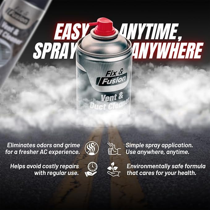 FIX & FUSION A/C Vent and Duct Cleaner (13.5 oz)| Foaming Spray for Car Air Conditioner | Freshens & Cleans Dust Build-Up | Fast, No-Rinse Formula | Automotive HVAC Refresher & Detailer (4 Pack)
