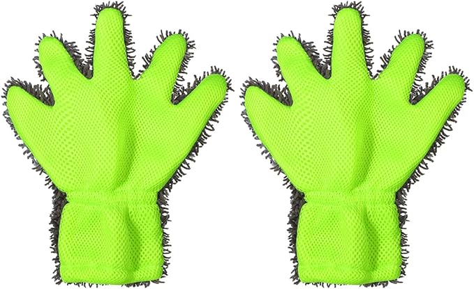 PENINSULA LOVE 2 PCS Car Wash Mitts 5-Finger Microfiber Cleaning Mitt for Cars Double-Sided Dusting Gloves Scratch-Free Auto Interior Exterior Washing Gloves