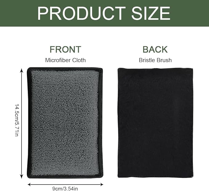 2PCS Car Interior Scrubbing Sponge, Scrub Pads Car Detailing, 5.9'' x 3.5'' Microfiber Auto Interior Cleaning Scrub Applicator, Auto Wash Sponge Pad for Vehicles Leather Plastic (Gray Black)