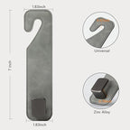 CoBak Headrest Hooks for Car - Universal Premium Stitched Leather and Aluminum-Magnesium Alloy Single Car Seat Back Storage Hook for Purses, Handbags, Bags (2 Pack),Gray