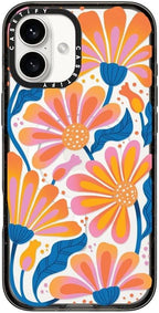CASETiFY Impact Case for iPhone 16 Plus [Slim / 8.2 ft. 4X Military Grade Drop Protection/Compatible with Magsafe] - Lazy Daisy - Clear Black