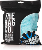 The Rag Company, The Liquid8r, Absorbent 70/30 Blend Microfiber Drying Towel for Cars, Trucks, and SUVs, Safe for Detailing, Scratch-Free, Twist Loop, 1100 GSM, 16x16 Inches, Aqua Blue/Grey, 2-Pack