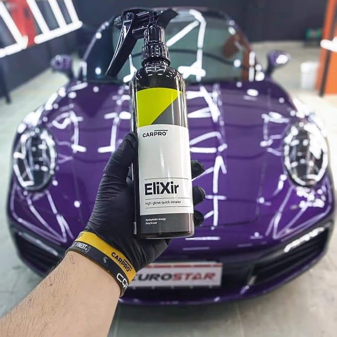 CARPRO Elixir Quick Detailer with Sprayer - Quick Detail Provides a Fast Layer of Depth, Gloss, and Hydrophobic Energy - 500ml (17oz)