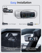 4K Dash Cam Front and Rear, 5G WiFi & GPS & 64GB Card, 1.5" IPS Display Dash Camera for Cars, 4K+1080P Dual Car Dashcam with 24H Parking Mode, Night Vision, G-Sensor, Loop Recording, WDR, 170° Angle