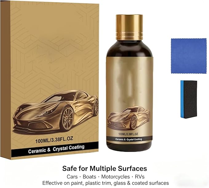 Ceramic Car Coating Kit - Crystal Serum, Advanced Graphene Ceramiccoating, Crystal Coating For Car, For Auto Car Detailing, Gloss Hydrophobicity Anti Scratch (3pcs)