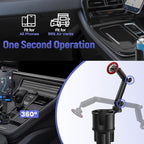 Car Cup Holder with Magnetic Phone Holder, 360° Rotating Cup Holder Phone Holder for Car Truck SUV, Magnet Cup Holder Expander for iPhone Samsung, N52 Magnets Phone Holder for Car
