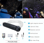 AZIMOM Car Use 6W RGBW Mixed295pcs 9.8ft Fiber Optic Lights Starlight Ceiling Light Kit End Glow Optic Cable Music Mode APP Remote Sensory Lighting Indoor Home Headliner Decoration