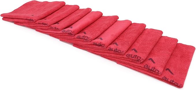Autofiber [Quadrant Wipe] Premium Coating Leveling Towel (16"x16") 10 Pack (Red)
