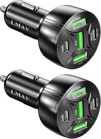 USB C Car Charger Adapter, 5 Ports 75W PD 3.0 Car Phone Charger Fast Charging Compatible with iPhone 16/15/14/13 Pro Max Series, iPad Pro, Galaxy S24/S23/S22/Note 20, Android, Pixel.