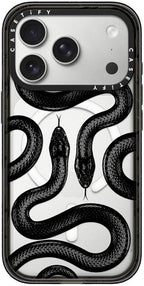 CASETiFY Impact iPhone 17 Pro Case [Slim/Compatible with Magsafe / 8.2 ft. 4X Military Grade Drop Protection] - Black Kingsnake - Clear Black