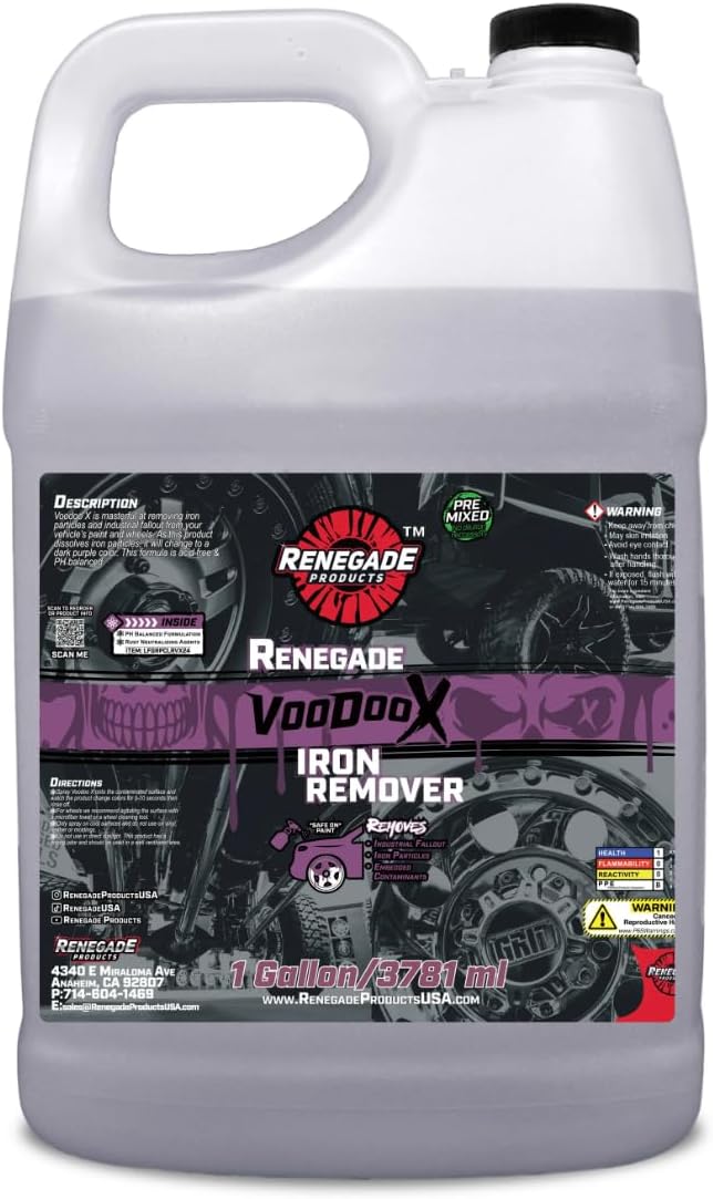 Renegade Products Voodoo X Iron Remover for Auto Detailing, Removes Iron, Break Dust and Rust from Paint and Wheels (1 Gallon)