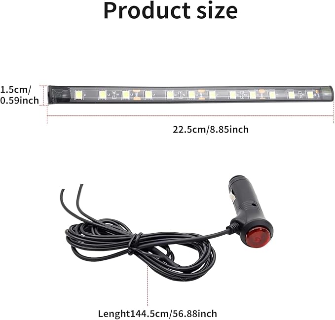 LED Interior Lights DC 12V Seat Ambient Light Cigaret Lighter, Car Uncer Dash LED Light Strip DRL Daylight Strip Car Atmosphere Lights-2 splitters in1 (White)