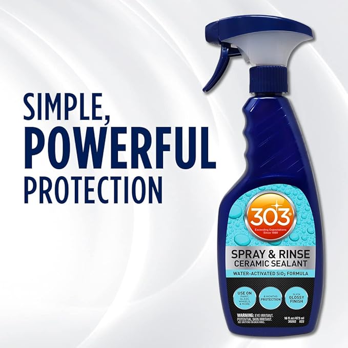 303 Products Spray & Rinse Ceramic Sealant – Quick Ceramic Coating – Water-Activated SiO2 Formula – 6 Months of Protection – Water Repellent Ceramic Spray – Easy to Use – 16 Oz (Pack of 1) (30262)