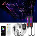 AKEPO MIni Size 6-Hole 3.2W RGB Multiple Color Chasing Fiber Optic Light Kit, 13.1ft 720pcs*0.75mm/0.03in Optical Fiber APP Control Mixed Color Timer Function Car Home Use Starlight Headliner Light