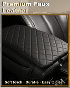 Armrest Cover for Jeep Wrangler JK Center Console Pad with Organizer Storage Pockets, Black Faux Leather Arm Rest Lid Cushion Accessories (2011-2017 Wrangler JK)