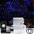AKEPO Car Home Use APP+Twinkle+Music Fiber Optic Lights kit for Star Ceiling Sky Light, RGBW Light Engine + Optical Fiber Cable 150pcs 0.03in/0.75mm 6.5ft/2m + 28key RF Remote Control