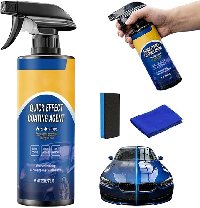 Advanced Car Quick-Acting Coating Agent Spray, 2026 New Car Coating Spray for Shine & Protection, Quick Effect Coating Agent for Car, Waterless Wash Oil Film Emulsion Glass Cleaner (1Set)
