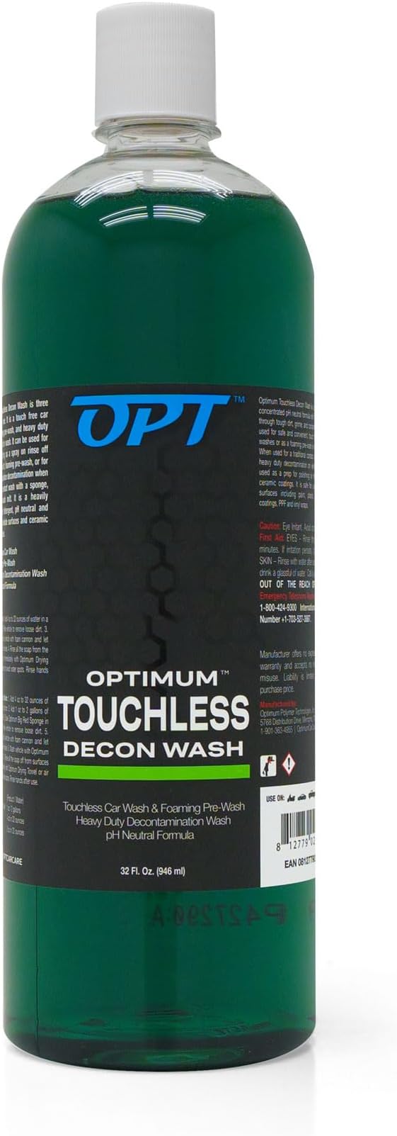 Optimum Touchless Decon Car Wash Soap – pH Neutral, Heavy Duty Decontamination, Touch Free, Spray on and Rinse Off Car Wash and Ceramic Coating Maintenance Multi-Use Formula (32 Oz)