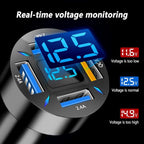 2Pcs 66W Fast USB Car Charger Fast Charge with Voltmeter LED Light Display Car Charger Adapter Compatible for iPhone 14/13/12/11pro/x/8/S22/S22+/Ultra/S21/S10/S9 (2Pcs Black)
