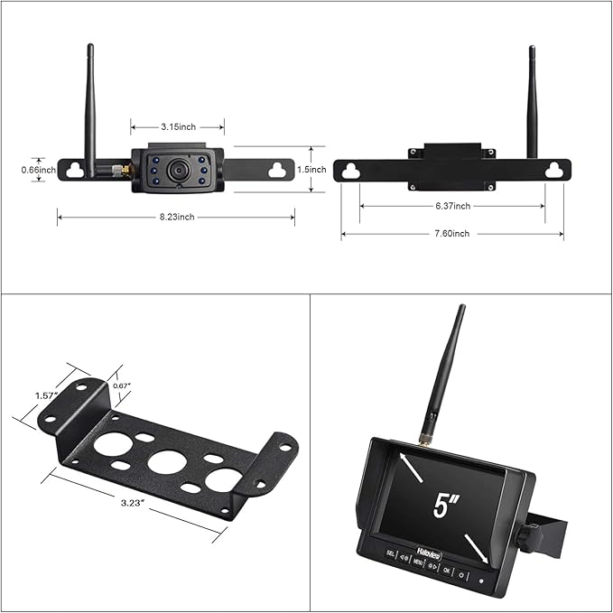 Haloview MC5111 5'' 720P HD Digital Wireless Backup Camera System 5'' LCD Rear View Monitor and IP69K Waterproof Reversing Built in DVR Kit for Trucks/Trailer/Bus/RVs/Pickups/Camper/Vans