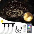 Twinkle Fiber Optic Light,Starlight Headliner Kit with APP/RF Remote Music Mode for Car Home Star Ceiling Sky Decoration,3 Hole RGBW LED Light Engine+300pcs 0.03in 6.5ft Optical Fiber Cables