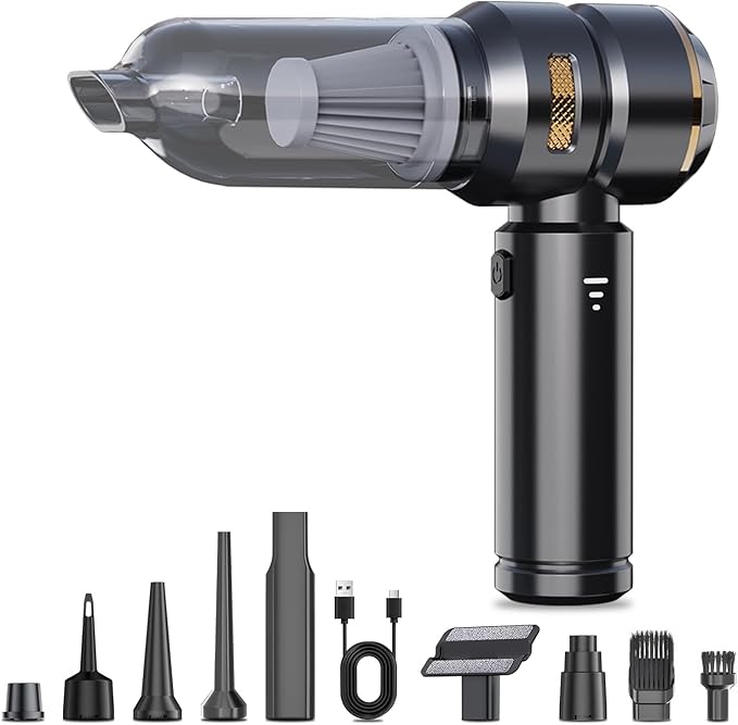 car Vacuum Cleaner 12v 16000pa high Power 4 in 1 Compressed air Duster& air Blower &Pump Hand held vacuums Cordless with brushless Motor for car Home Office