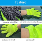 PENINSULA LOVE 2 PCS Car Wash Mitts 5-Finger Microfiber Cleaning Mitt for Cars Double-Sided Dusting Gloves Scratch-Free Auto Interior Exterior Washing Gloves