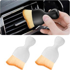 Blilo 2PCS Car Interior Detailing Brush with Dust Cover, Auto Soft Hair Cleaning Brushes, Scratch Free Curved Dirt Collectors, for Vehicle Dashboard Air Conditioner Vents Leather Computer (White/2PCS)