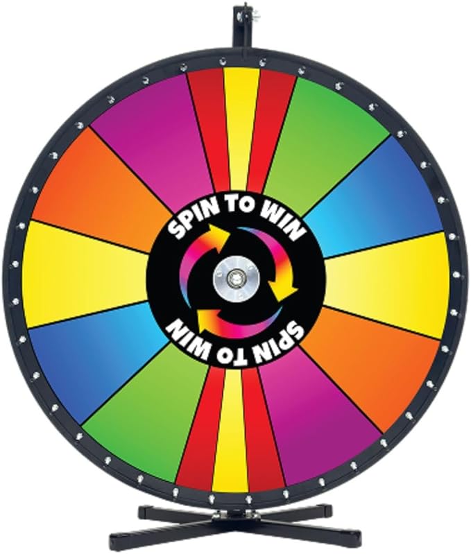 Spin to Win Table Stand Dry Erase Prize Wheel – 36 Inch Desktop Spinning Game Wheel, Durable Wood Construction, Balanced for Fair Odds, Trade Show Raffle Event, Special Sections