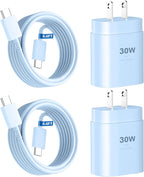 Phone 17 16 15 Charger Fast Charging,30W USB C Phones 17 16 15 Pro Max Charger Block &6.6FT Long Type C Cable Cord for i.Phone 17/17 Air/17Pro/17 Pro Max/16/16 Plus/16 Pro/16Pro Max/15/15 Pro Max,Blue