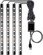 Led Interior Car Lights, Controller Led Lights for Cars, Multicolor Music Underglow Lighting Kits with Wireless Control and Sound Active Function, 4pcs 48 USB LED Interior Lights, DC 5V