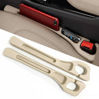 Upgrade 2-in-1 Car Seat Gap Filler Organizer 2 Pack PU Leather Gap Blocker to Stop Keys, Phone, Coin from Falling Between Seat & Console (Beige)