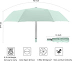 BAODINI Small UV Protection Travel Umbrella Compact for Rain and Sun UPF 50+ Windproof Portable 42 inch Umbrella for Women and Men