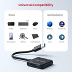 USB 3.0 Hub, 4 Port USB Hub Splitter,Portable USB Adapter Mini Multiport Expander for Desktop, Laptop, Gaming Console, Flash Drive, HDD, Printer, PC, Keyboards