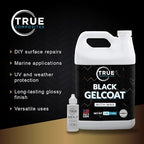 Black Gelcoat with Wax & MEKP Hardener – High-Gloss Marine Repair Kit for Boats, Pools & Fiberglass Surfaces – UV Resistant, Waterproof, Durable Finish (1 Gallon + 2oz Catalyst)