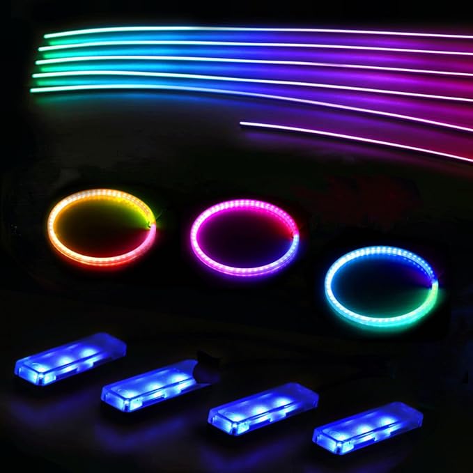 KENANEK Ambient Lighting Car Interior LED Strip Lights 10-in-1, 175” Acrylic Multi-Color Car Ambient Lighting Kit with Music Sync, APP Control, Interior LED Lighting for Cars SUVs Trucks