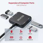 USB 3.0 Hub, 4 Port USB Hub Splitter,Portable USB Adapter Mini Multiport Expander for Desktop, Laptop, Gaming Console, Flash Drive, HDD, Printer, PC, Keyboards