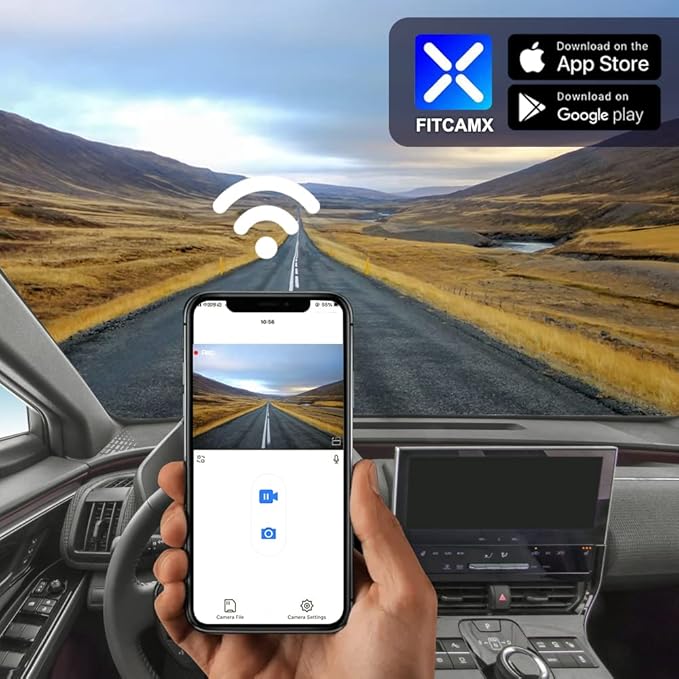 Fitcamx Front 4K+Rear 1080P Dash Cam Adapts for Toyota bZ4X 2023-2026 XLE Plus Limited Nightshade, OEM Factory Look, 2 Way HD Video, WiFi & APP, Loop Recording, G-Sensor, Easy to Use, 128GB Card