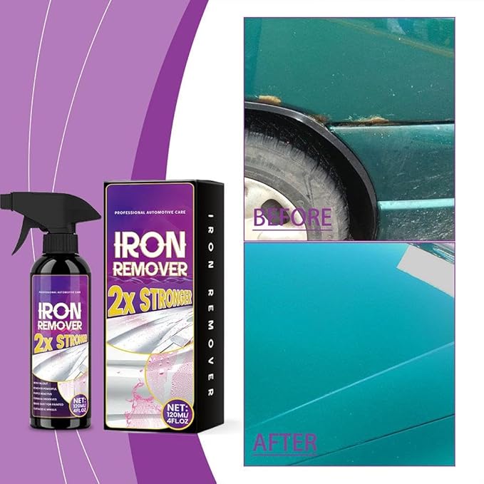 Iron Remover Car Detailing, Multipurpose Iron Powder Remover Spray, IronDecon Spray, Pulls Out Brake Dust, Rust & Fallout, for Motorcycle Tires, Brake Calipers, Boats, RVs, and Painted Surfaces