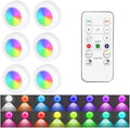 6PCS Wireless Car Interior Led Lights with Remote Control, 16 Colors Vehicle Puck Lamps, Rechargeable Ambient Inside Night Lighting Kit Decoration, Universal Automotive Accessories