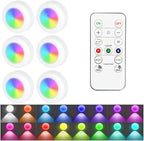 6PCS Wireless Car Interior Led Lights with Remote Control, 16 Colors Vehicle Puck Lamps, Rechargeable Ambient Inside Night Lighting Kit Decoration, Universal Automotive Accessories
