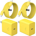 USB C Charger Type C Charger Fast Charging 10FT 45W Samsung Chargers 2-Pack with iPhone Air/17/17 Plus/17 Pro/17 Pro Max/16/16 Plus/16 Pro/16 Pro Max/15/15 Pro Max/iPad Pros/Galaxy S25 S24(Yellow)