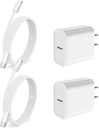 Fast Charging for iPhone 17 Pro Max Charger,2Pack 20W USB C Wall Charger Plug Block with Type C Charging Woven Cable for iPhone 17/17 Pro/Air/16 Pro Max/16 Pro/16 Plus/16E/15 Pro Max/iPad Pro/Air/Mini