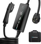 Level 2 EV Charger for SAE J1772 E, 32A 240V Portable EV Charger with NEMA 14-50 Plug, 25FT Cable, Adjustable 16A-32A, LCD Display, Plug-and-Play Fast Charging Station for Home/Outdoor