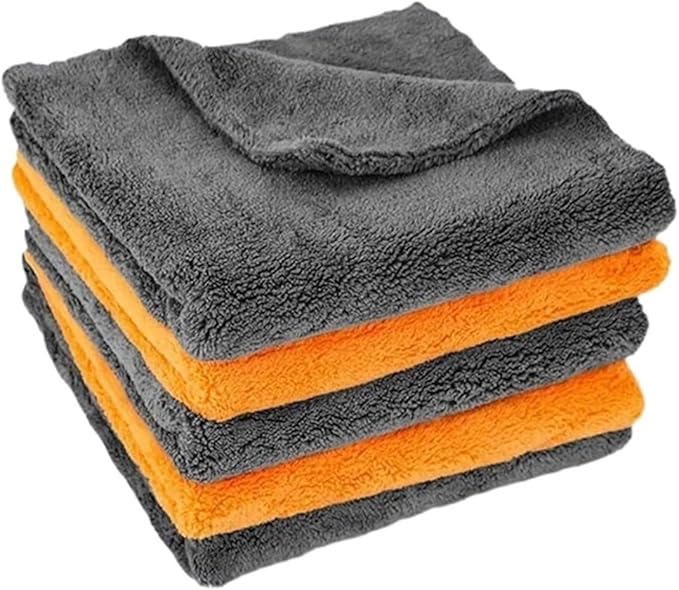 600GSM Microfiber Car Cleaning Towels - Thickened Detailing Drying Cloths (1/3/6/9pcs, 40x40cm) for Ultimate Car Care(Orange 6pcs)