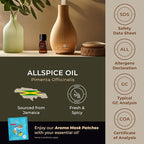 100% Pure Allspice Essential Oil - 0.34 Fl Oz - Allspice Oil for Hair, Skin, Diffuser, Aromatherapy & DIY Candle Making Scent