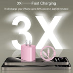 iPhone 17 16 15 Charger Fast Charging 2+2Pack 20W USB C Wall Charger with 6FT Fast Charging Cable Compatible with iPhone 17/17 Air/17 Pro/17 Pro Max/iPhone 16/15 Series, iPad Pro/AirPods - Pink