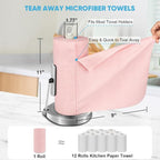 AIDEA Microfiber Cleaning Cloth Roll, 55 Sheets, Pink Towel, Microfiber Towels for Cars, Reusable Paper Towels, Shop Rags Washable, Cleaning Rags for Automotive, House, Kitchen, Cleaning Supplies11×9"